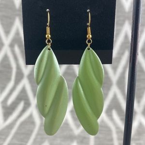 Vintage French Hook Green Dangle Earrings